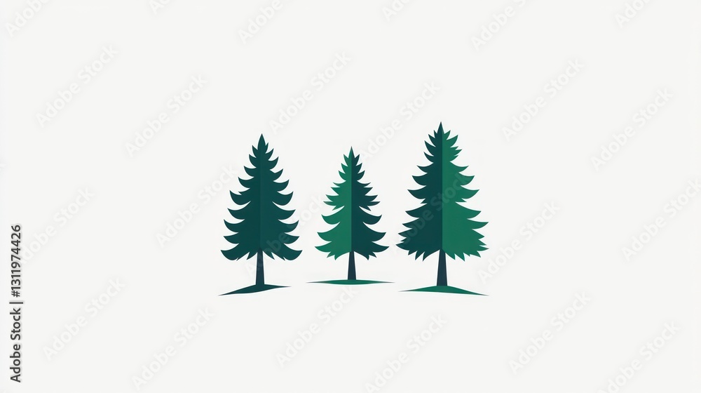Obraz premium Three stylized evergreen trees on plain background. Possible use nature, eco-friendly, design