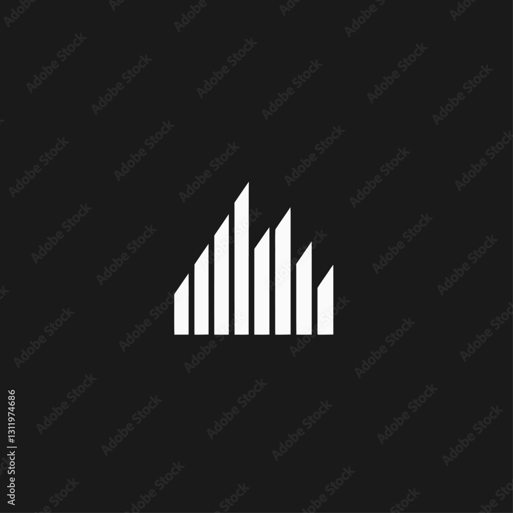 White bars graph signal on black background representing data analysis. White bars graph signal on black background representing data analysis.