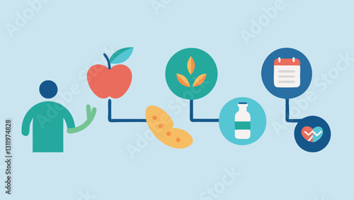 Wellness Journey Timeline A timeline showing a patients journey towards improved health with milestones representing genetic testing consultation meal planning and positive health