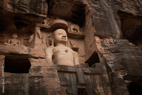 Ancient Jain statue in Gwalior city, India