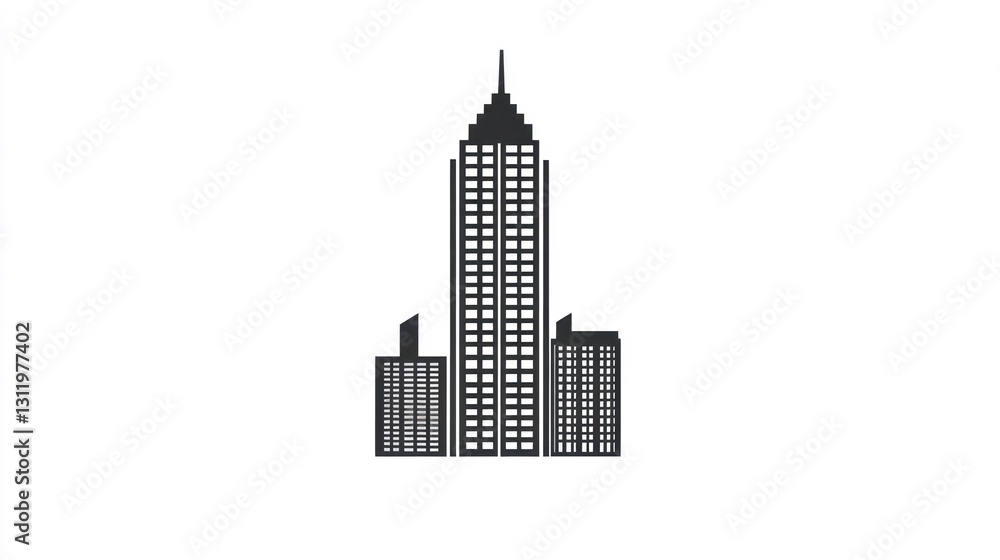 Fototapeta premium Simple city skyline illustration, urban architecture, background, business use