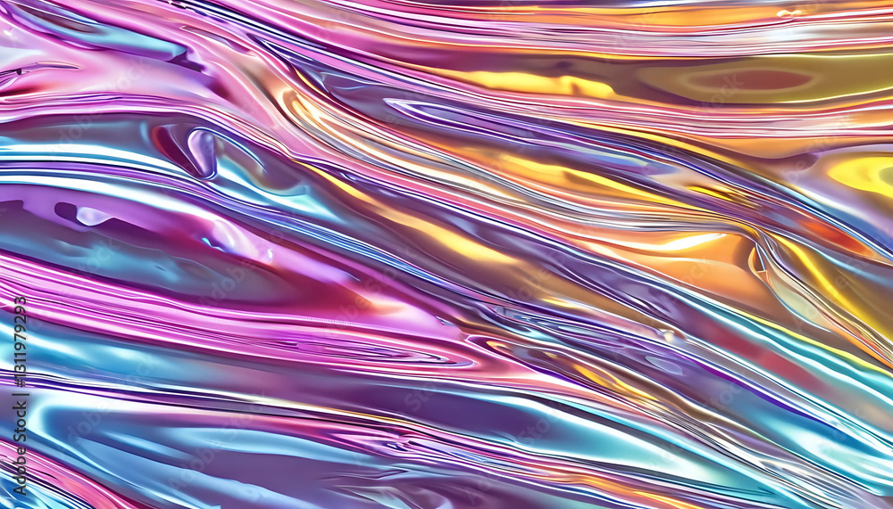 Modern abstract holographic background. Iridescent rainbow texture. AI generated
