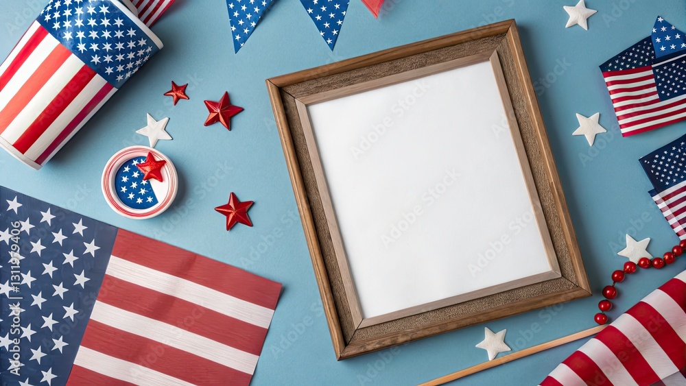 Obraz premium Eco-Friendly Patriot Decor Aerial Flat Lay with Copy Space for Design Elements