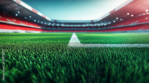 Modern stadium background with red and white colors, sports arena for soccer or football