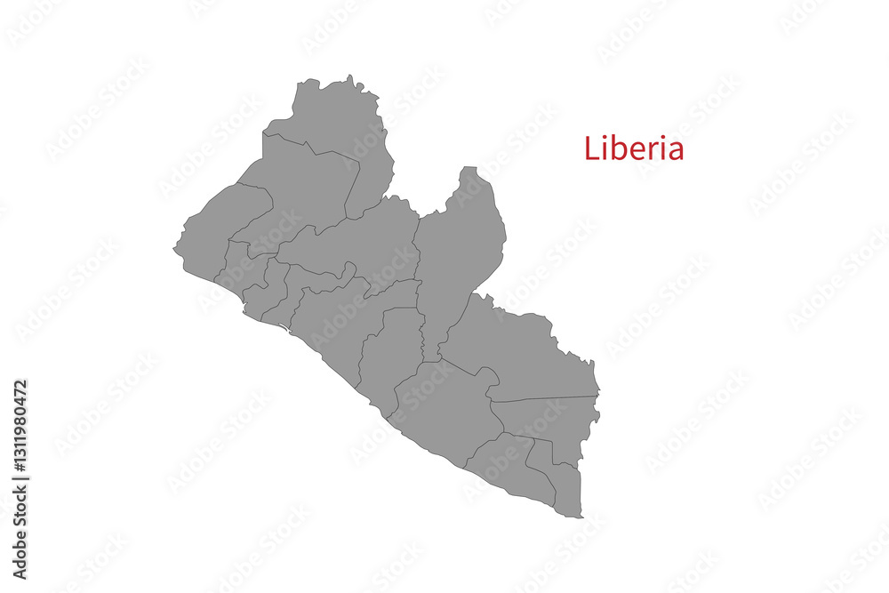 Fototapeta premium Liberia map isolated on white background. Map silhouette of Liberia. For website layouts, background, education, precise, customizable. Earth geography.