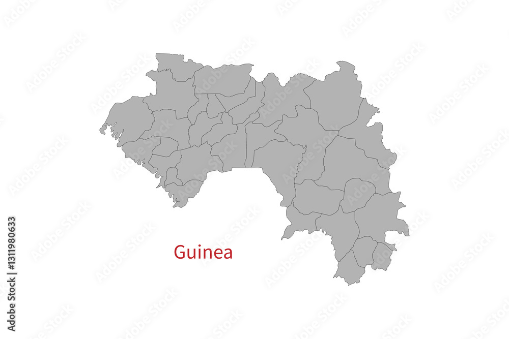 Guinea map isolated on white background. Map silhouette of Guinea. For website layouts, background, education, precise, customizable. Earth geography. Guinea map isolated on white background. Map silhouette of Guinea. For website layouts, background, education, precise, customizable. Earth geography.
