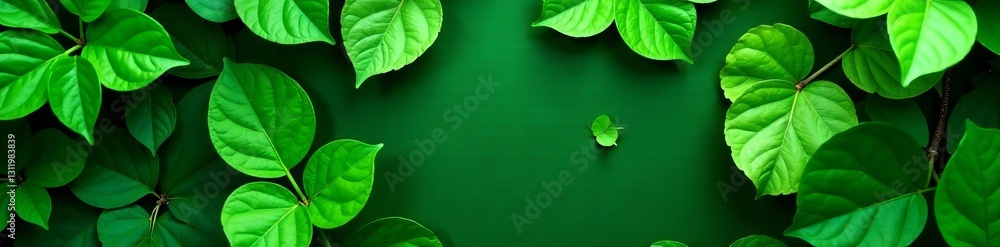 Lush green foliage background with assorted leaves in varying sizes and shades, botany, lush Lush green foliage background with assorted leaves in varying sizes and shades, botany, lush