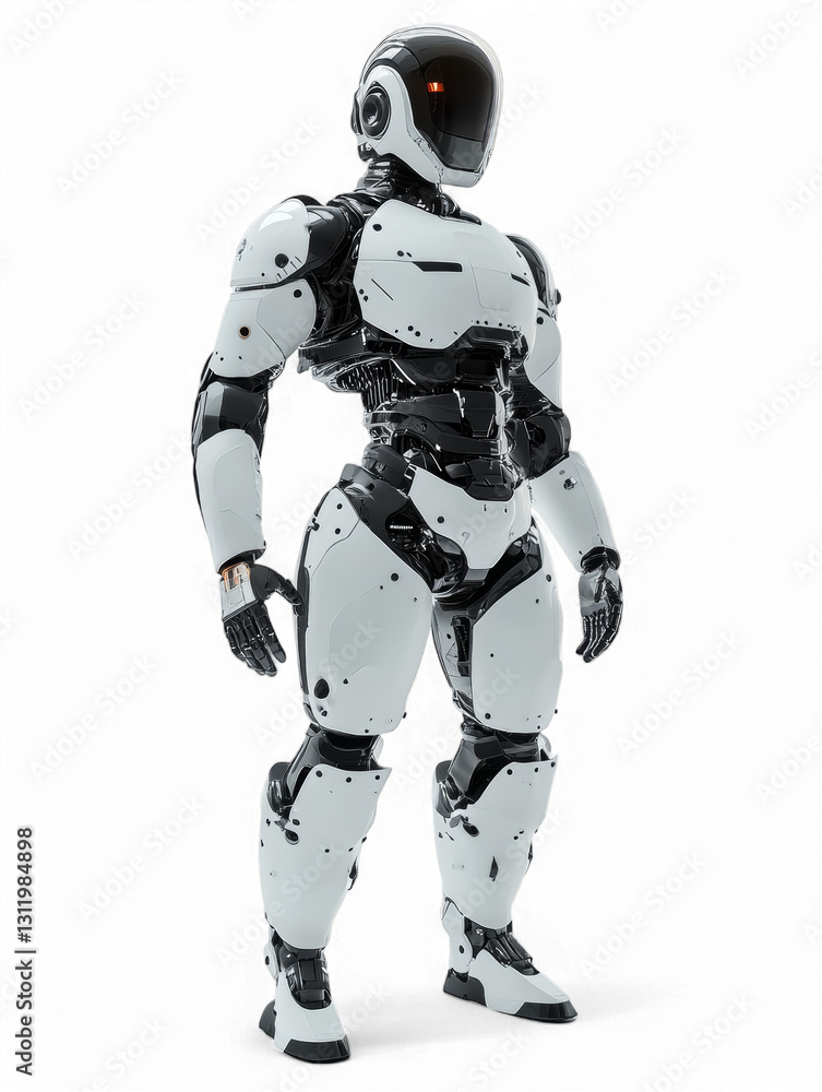 Futuristic AI-Powered Humanoid Robot with Advanced Cybernetic Design Standing Against Transparent Background Futuristic AI-Powered Humanoid Robot with Advanced Cybernetic Design Standing Against Transparent Background