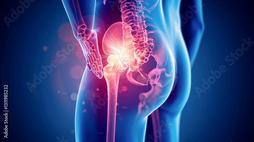 Painful hip joint, Arthritis at hip joint. Film x-ray.