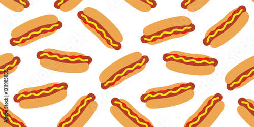 cartoon hot dog seamless pattern print design vector illustration	
