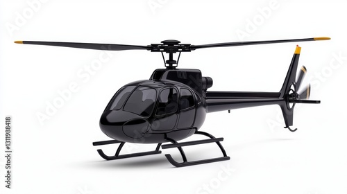 Black Helicopter 3D Render on White Background