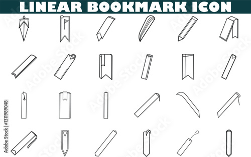 Linear Bookmark Icons Diverse Designs for Reading Enthusiasts