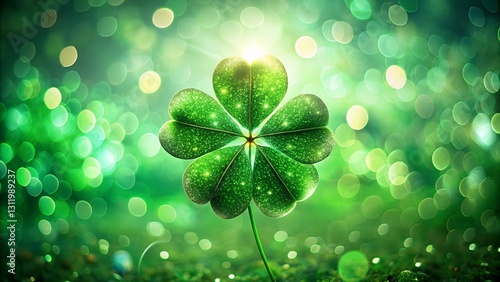 Vibrant four-leaf green clover symbolizing good luck.