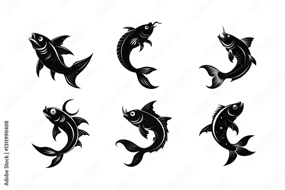 Moonshadow Lanternfish silhouette vector illustration Moonshadow Lanternfish silhouette vector illustration