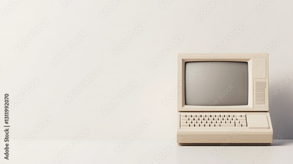 banner material, posters, and materials for making presentations. old computer on white background for text space banner material, posters, and materials for making presentations. old computer on white background for text space