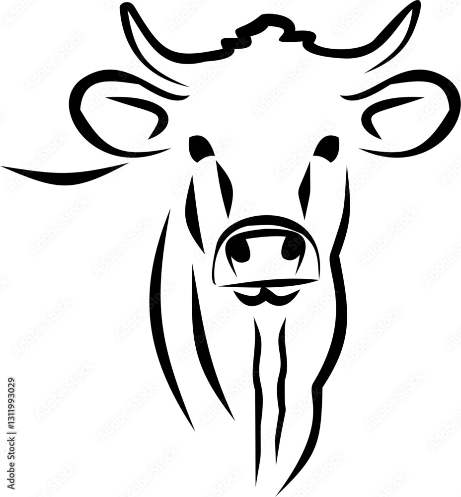 Minimalist black and white bull head illustration with bold, flowing lines. The artistic design highlights the horns and facial features, creating a modern and elegant look. Minimalist black and white bull head illustration with bold, flowing lines. The artistic design highlights the horns and facial features, creating a modern and elegant look.