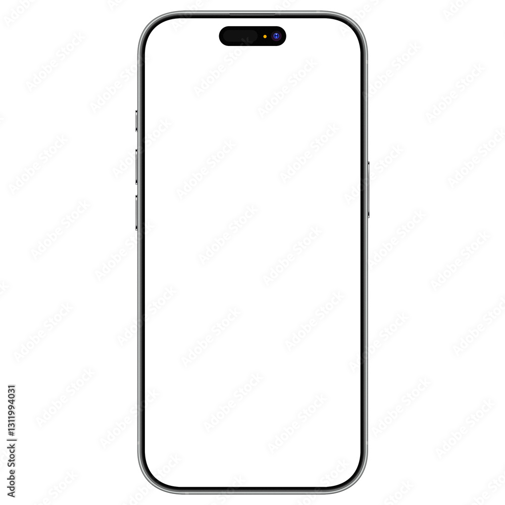 Photo of smartphone device without background and screen. Frame only. White titanium color. Template for mockup Photo of smartphone device without background and screen. Frame only. White titanium color. Template for mockup