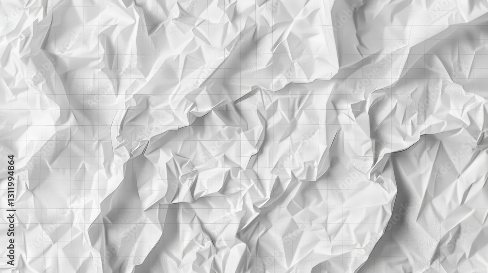 Obraz premium a detailed artistic depiction of crumpled white paper with faint grid lines