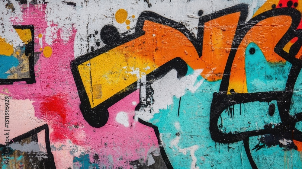 Fototapeta premium Urban Expression Wall with Contemporary Street Art and Modern Graffiti Tags Perfect for Youth Culture Projects