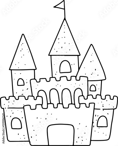 sand castle doodle hand drawn