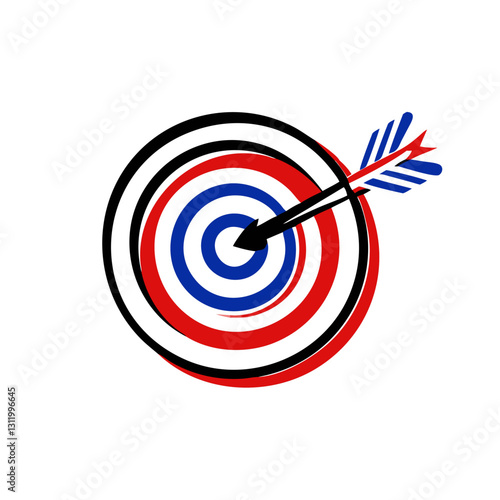 Target icon with arrow striking center, goal achievement concept