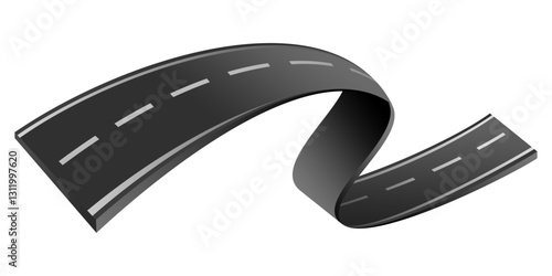Cool Trendy Simple 3D Abstract Asphalt Road Or Winding Way Vector Illustration Element