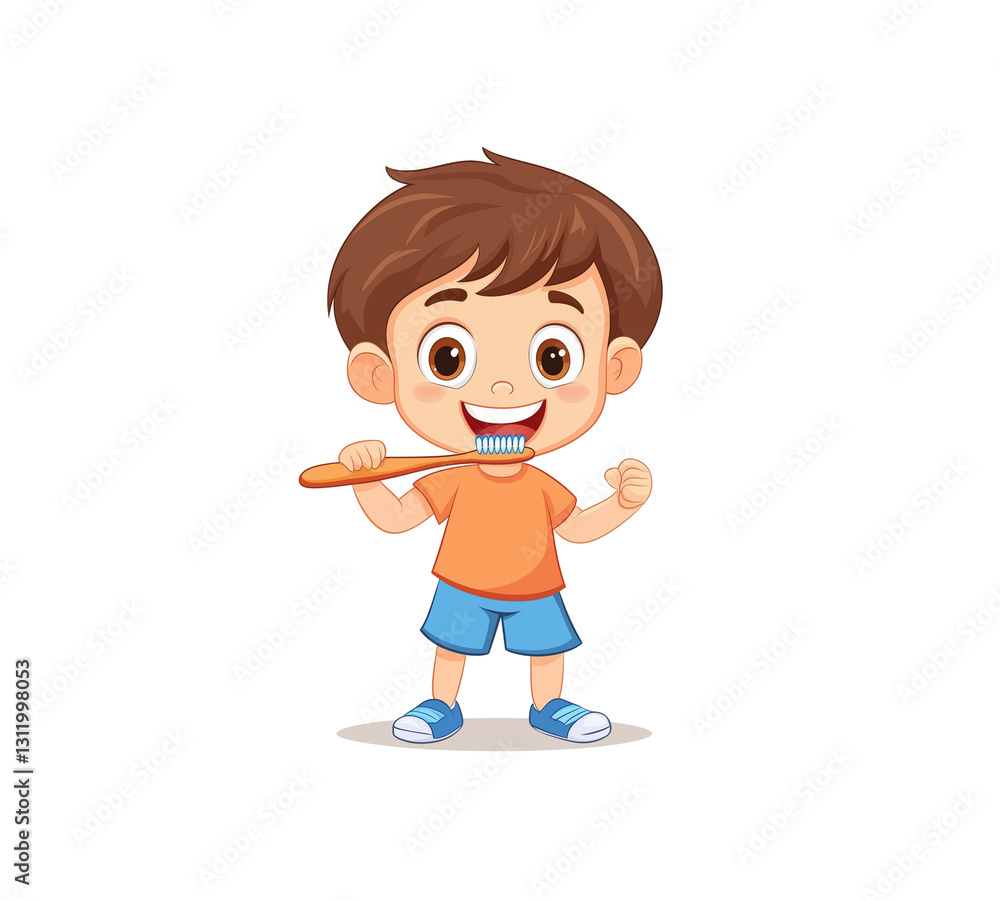 a cartoon child brushing teeth isolated on white background
a cartoon child brushing teeth isolated on white background