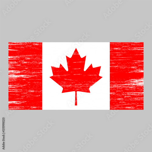 Flag of Canada with grunge texture, national symbol