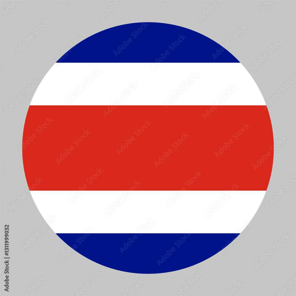 Flag of Costa Rica round shape, national symbol Flag of Costa Rica round shape, national symbol