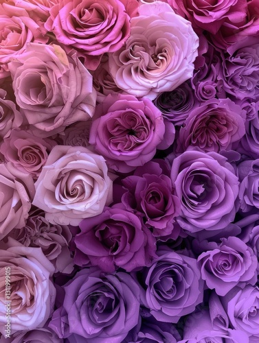 Wallpaper Mural Romantic blend of pink and purple roses creating a floral tapestry Torontodigital.ca