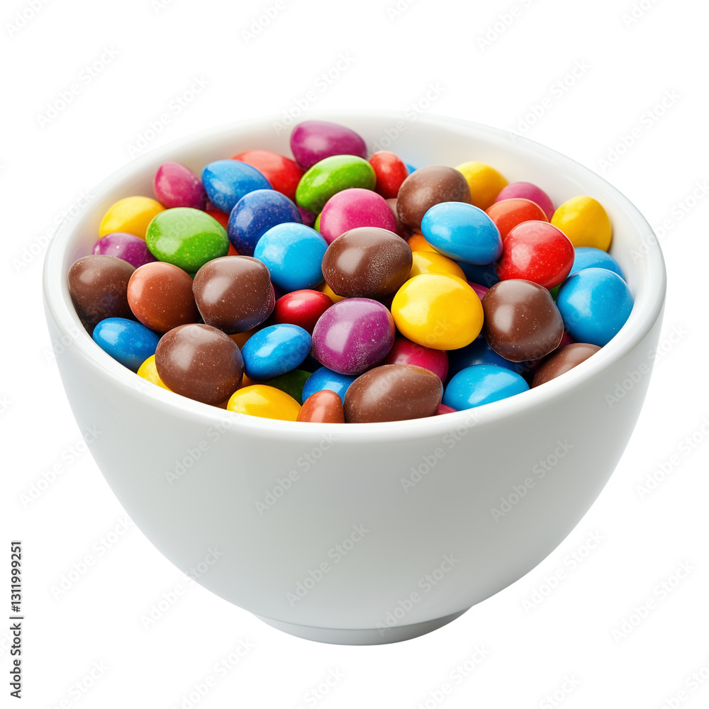 Close-up shot of various milk chocolate candies with rice centers, coated in colorful sugar shells on transparent png background. Ai generated Close-up shot of various milk chocolate candies with rice centers, coated in colorful sugar shells on transparent png background. Ai generated