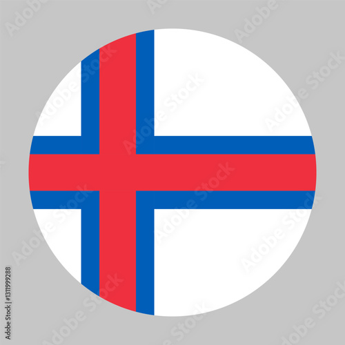 Flag of Faroe Islands round shape, national symbol