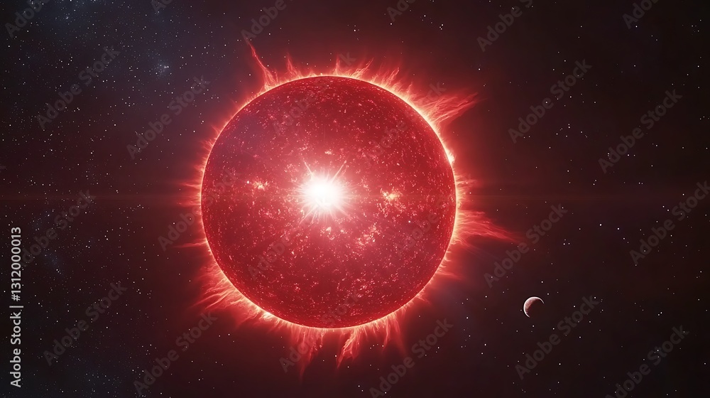 Obraz premium Fiery celestial body, intense energy, cosmic spectacle