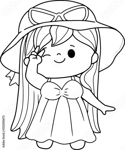travel character doodle beach