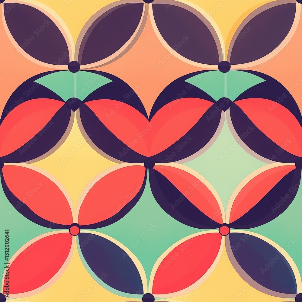 Fototapeta premium Colorful magic circle pattern featuring vibrant circles in a seamless background perfect for creative design projects