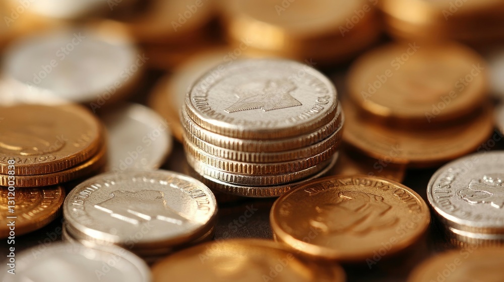 Close-up of Stacked Coins, Currency, Financial Concept Close-up of Stacked Coins, Currency, Financial Concept