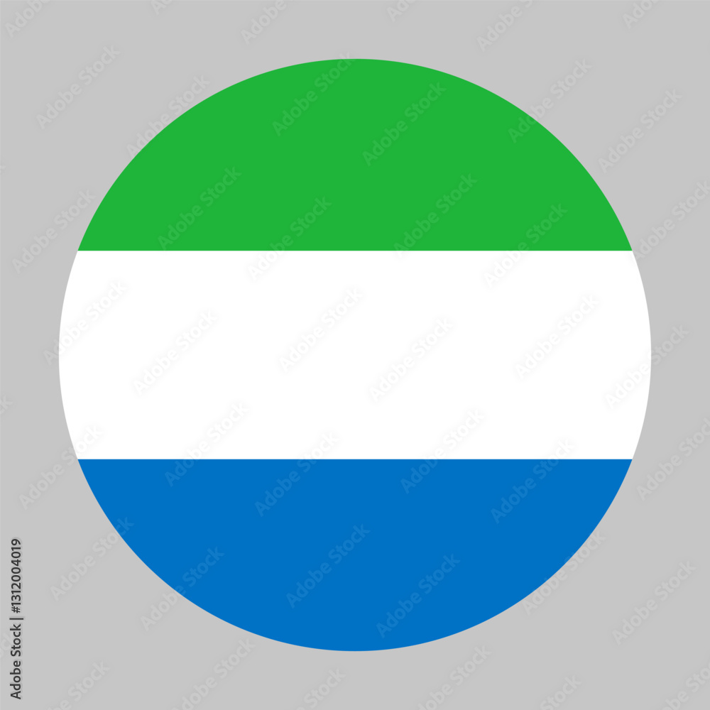 Flag of Sierra Leone round shape, national symbol Flag of Sierra Leone round shape, national symbol