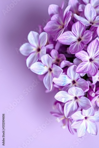 Wallpaper Mural Fresh lilac flowers arranged on a soft lavender background with scattered petals showcasing spring's beauty Torontodigital.ca