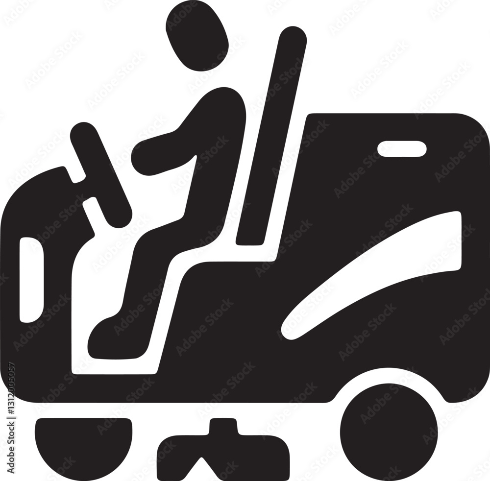 Illustration of a stickman driving a cleaning vehicle Illustration of a stickman driving a cleaning vehicle