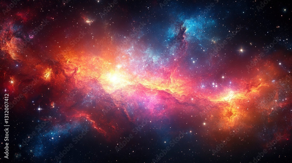 Fototapeta premium Vibrant Nebula in Deep Space Cosmic Clouds of Gas and Dust