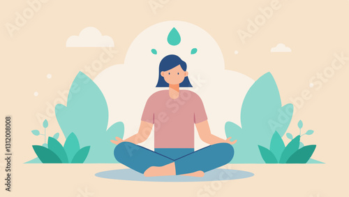 Wellness Focus A patient engaging in meditation after receiving stem cell therapy emphasizing holistic wellness and mental health with soft colors and nature elements in the