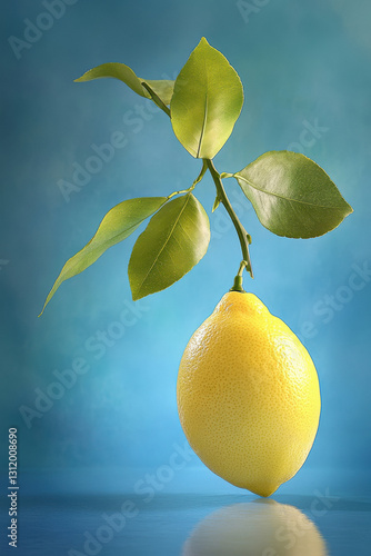 big fresh lemon against a blue background