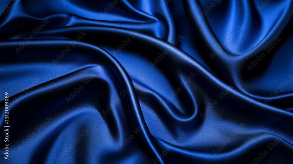 Fototapeta premium Deep Blue Satin Fabric with Smooth Texture