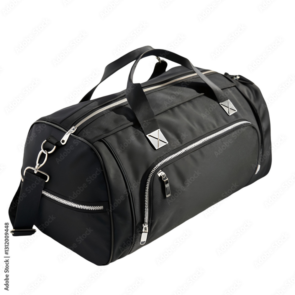 Black sports bag isolated on transparent background Black sports bag isolated on transparent background