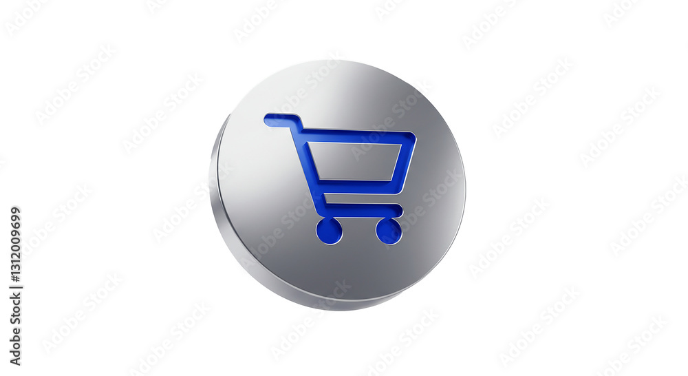 3D Shopping Cart Icon with Glossy Blue Gradient for E-commerce and Retail 3D Shopping Cart Icon with Glossy Blue Gradient for E-commerce and Retail