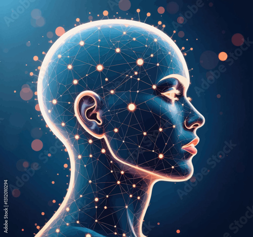 AI Humanoid Head with Neural Network Connections