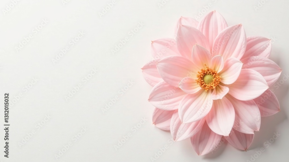 A delicate pink blossom, a single bloom on a soft white background, showcasing its intricate petals and gentle pastel hues. A delicate pink blossom, a single bloom on a soft white background, showcasing its intricate petals and gentle pastel hues.