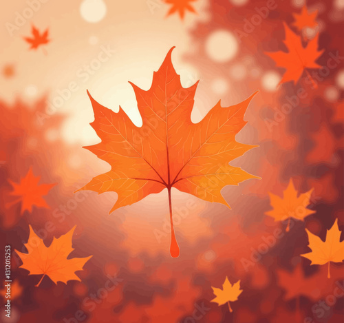 Falling Maple Leaves in Autumnal Hues

