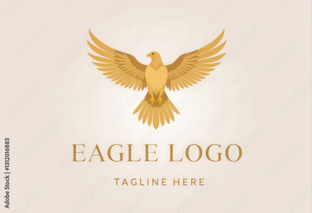 Fototapeta premium Golden eagle soars, wings spread logo design