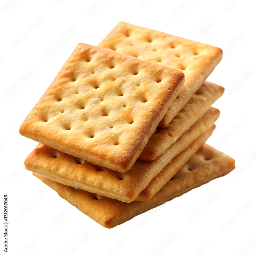 Pile of crispy crackers isolated on transparent background Pile of crispy crackers isolated on transparent background